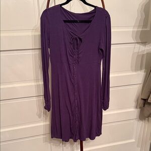 Nomads Hempwear Plum Boho Button Front Dress | Hemp Organic Cotton L